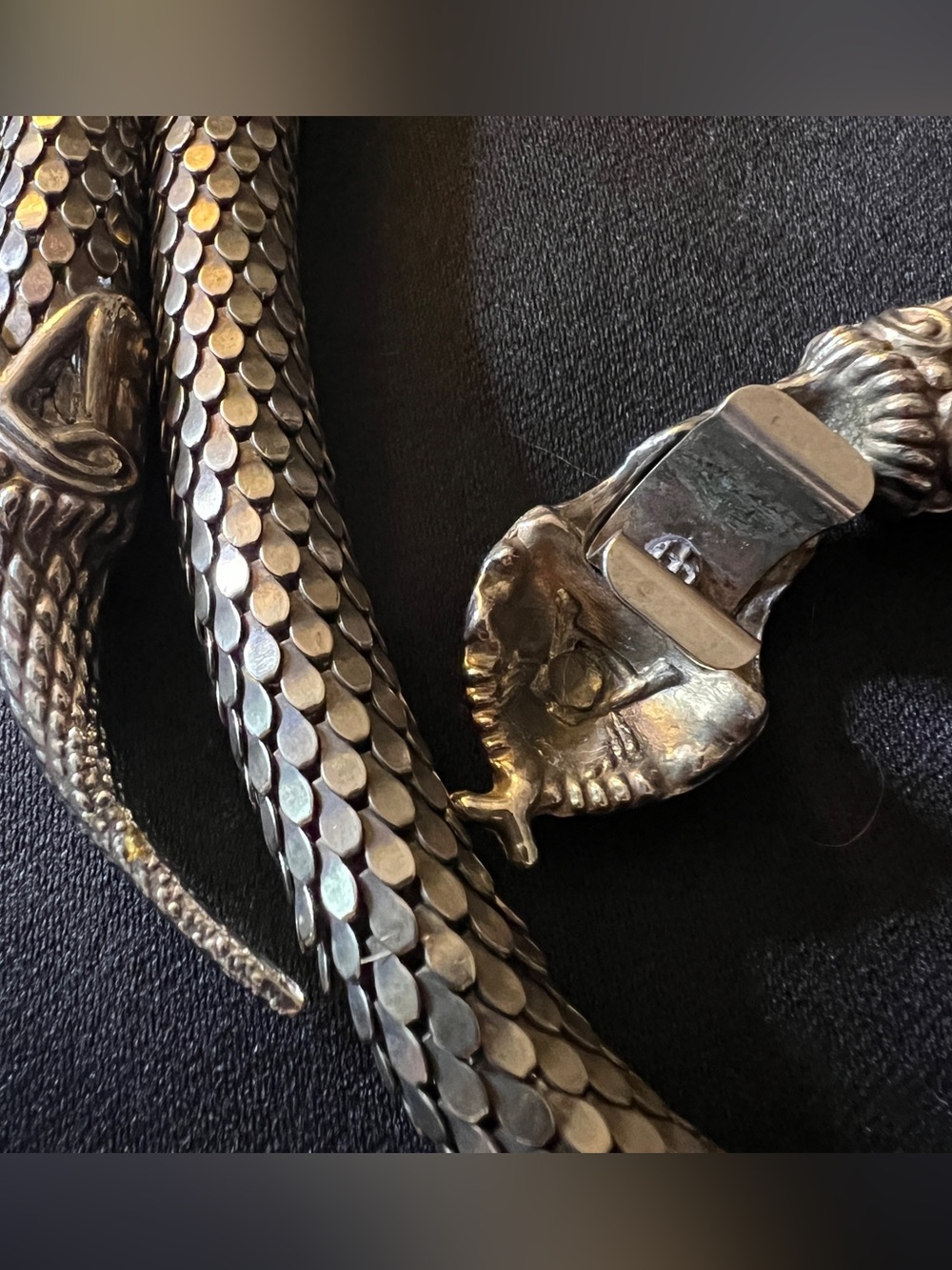 DL Auld Vintage Chainmail Mesh Snake Belt Necklace Silver Gunmetal Lariat 40” - Picture 6 of 14